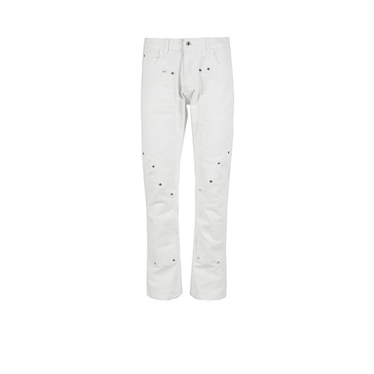 Unisex Studded Black & White Wide-Leg Jeans White PinkLimes Trending Streetwear