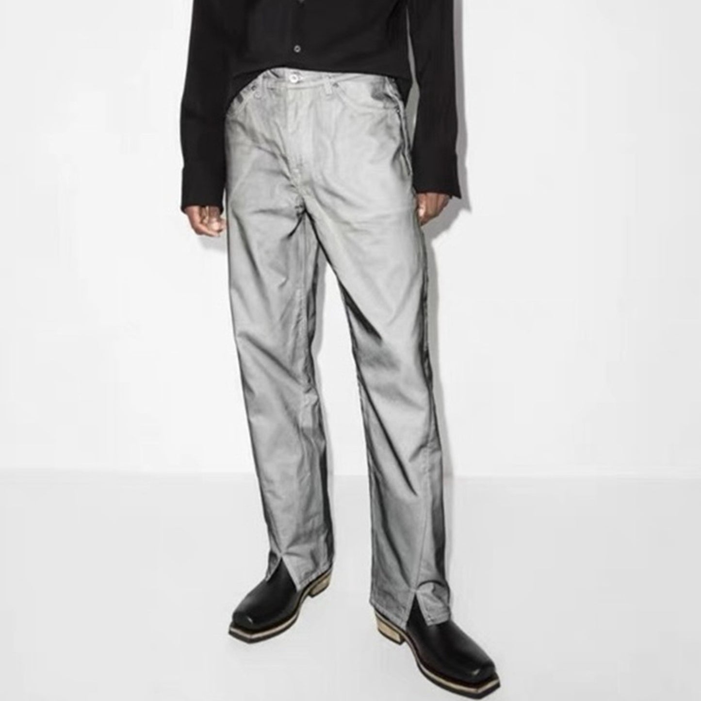 Unisex Mesh Slit Urban Street Jeans PinkLimes Trending Streetwear