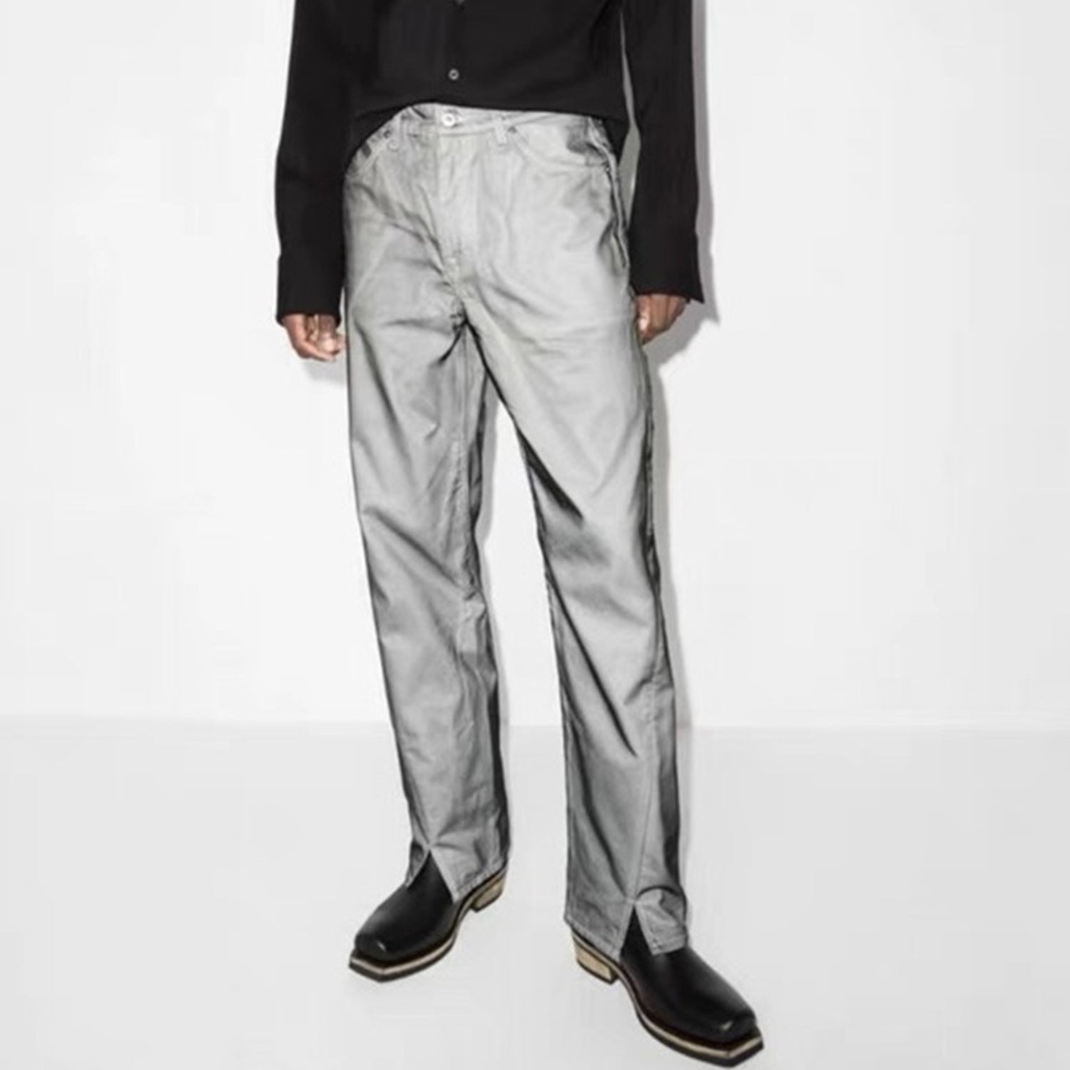 Unisex Mesh Slit Urban Street Jeans PinkLimes Trending Streetwear
