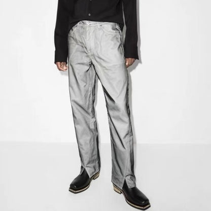 Unisex Mesh Slit Urban Street Jeans PinkLimes Trending Streetwear