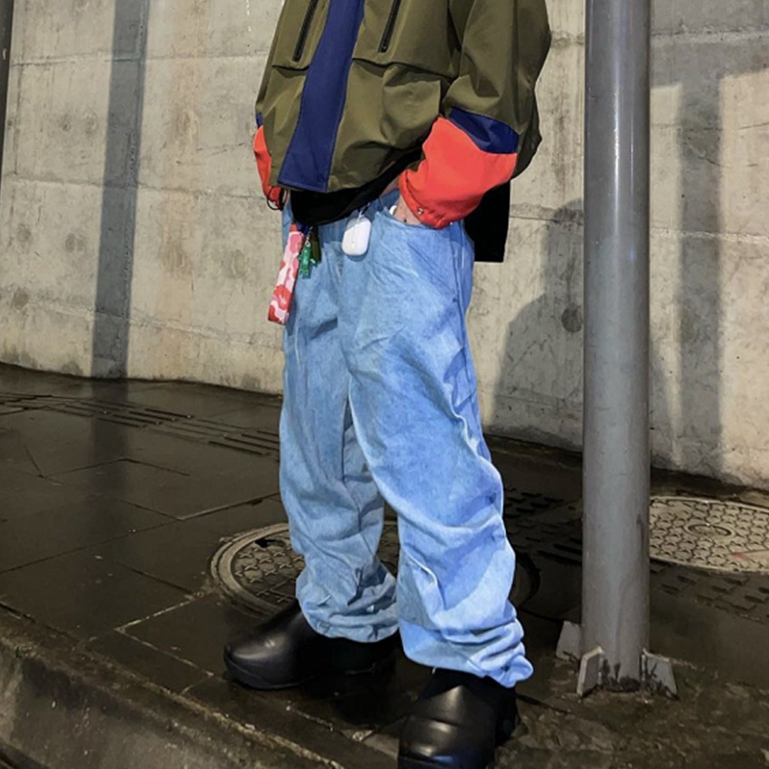 Unisex Washed Blue Twisted Straight Jeans PinkLimes Trending Streetwear
