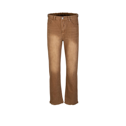 Stretch Waist Washed Brown Jeans PinkLimes Trending Streetwear