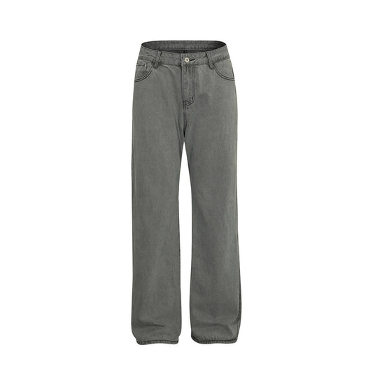 Washed Old Denim Wide Leg Jeans Grey PinkLimes Trending Streetwear