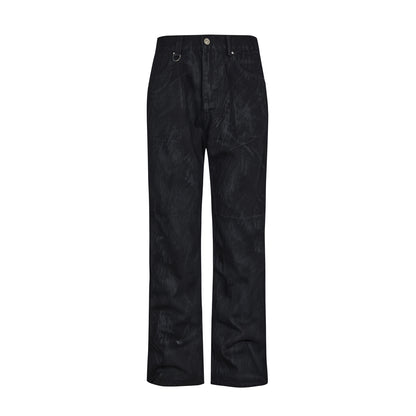 DirtyFit Hand Brush Straight Jeans Black PinkLimes Trending Streetwear