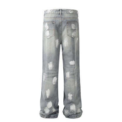 Punk Splash Ink Painted Ripped Jeans PinkLimes Trending Streetwear