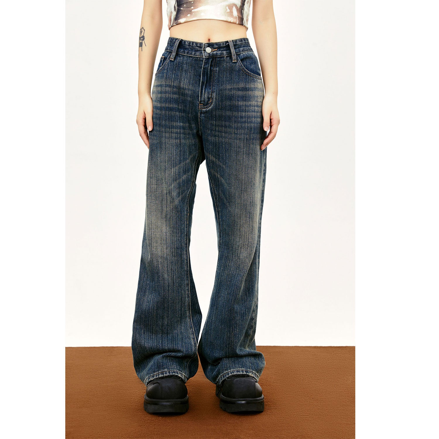 Dark Blue Distressed Denim Trousers PinkLimes Trending Streetwear