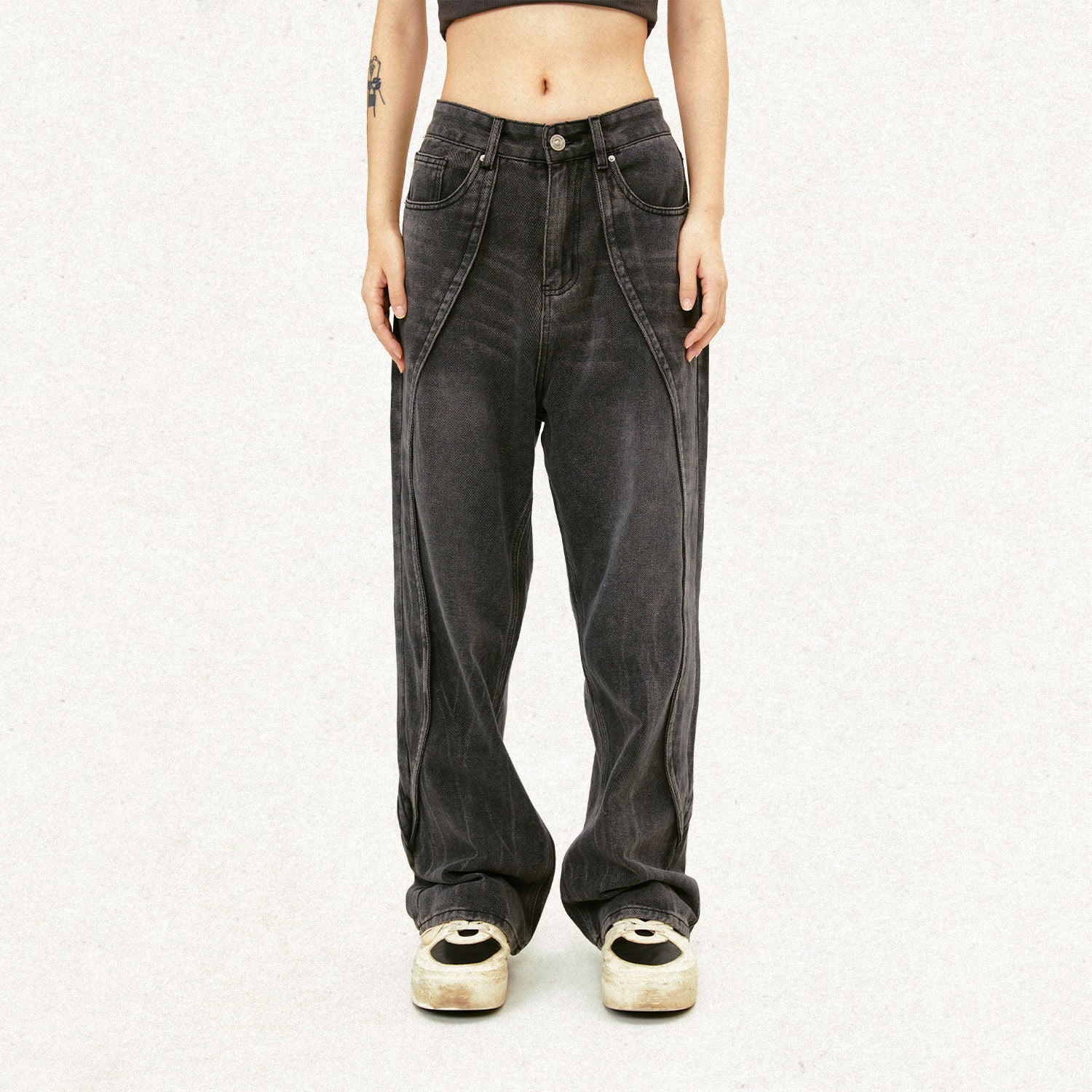 MADEEXTREME Deconstructed Faded Jeans PinkLimes Trending Streetwear