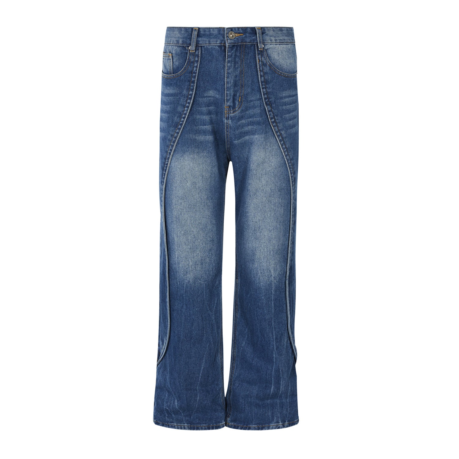 MADEEXTREME Deconstructed Faded Jeans Blue PinkLimes Trending Streetwear