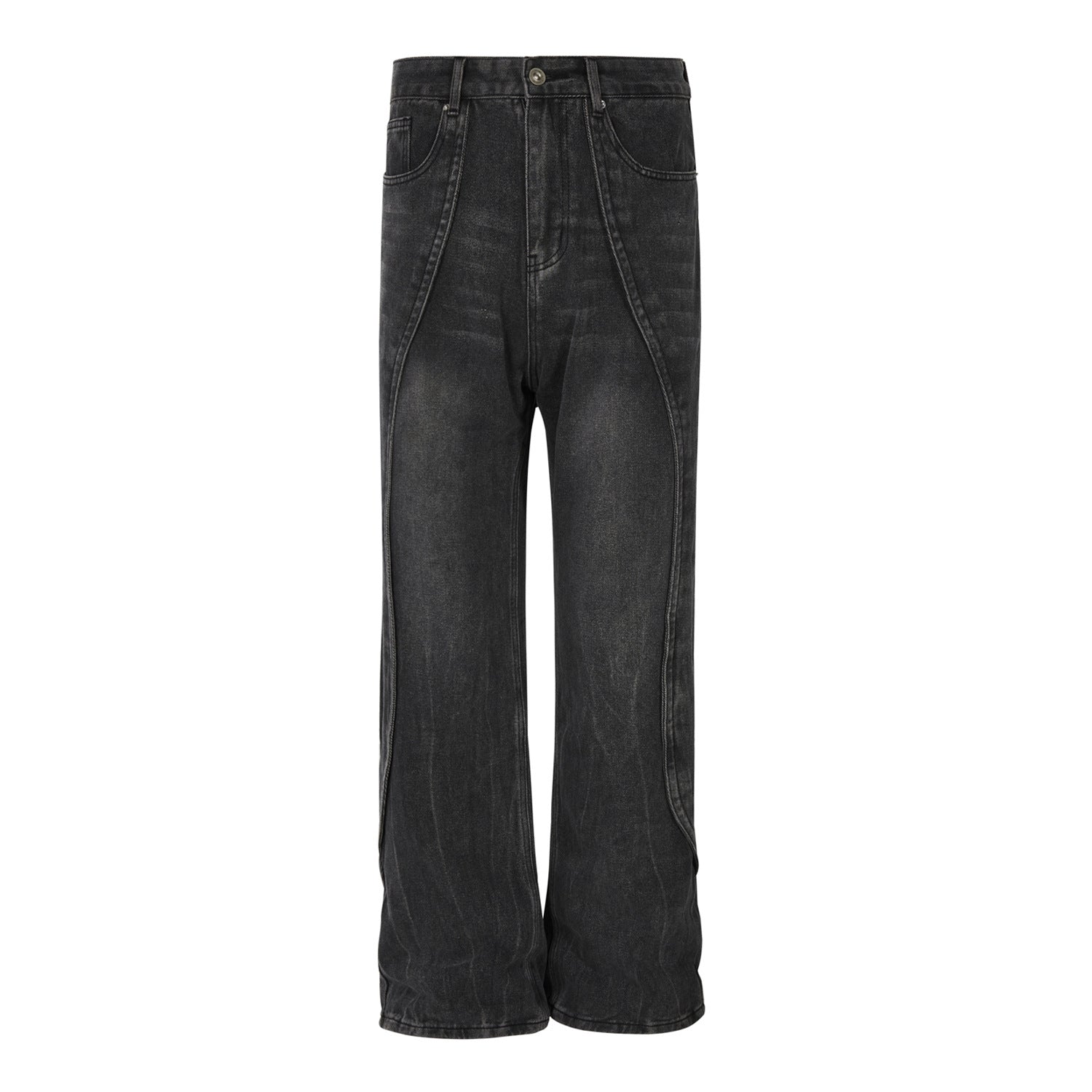 MADEEXTREME Deconstructed Faded Jeans Black PinkLimes Trending Streetwear