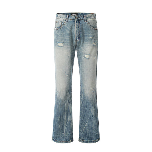 Ripped Gradient Micro-Flared Jeans Blue PinkLimes Trending Streetwear