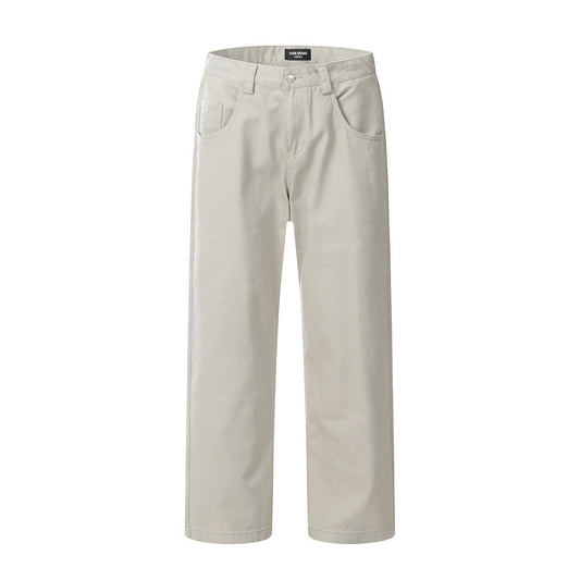 Rice Ash Straight Wide-Leg Jeans Grey PinkLimes Trending Streetwear