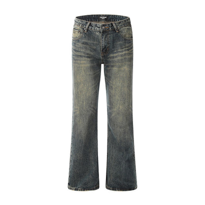 Vintage Ripped Micro-Flare Wide-Leg Jeans Navy Blue PinkLimes Trending Streetwear