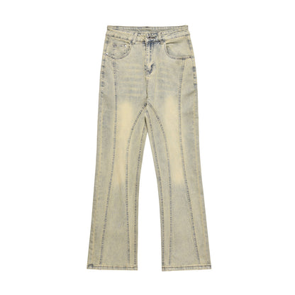 Mud Washed Yellow Straight Jeans Beige PinkLimes Trending Streetwear