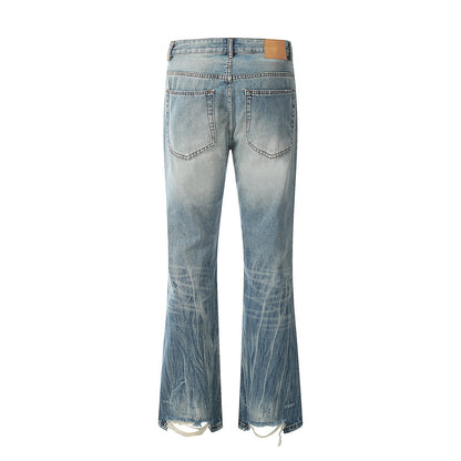 Ripped Gradient Micro-Flared Jeans PinkLimes Trending Streetwear