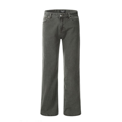 Water Washed Old Wear Denim Straight Jeans Army Green PinkLimes Trending Streetwear