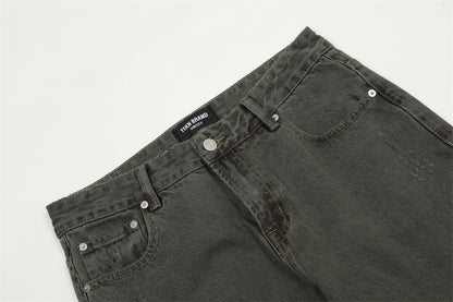 Water Washed Old Wear Denim Straight Jeans PinkLimes Trending Streetwear