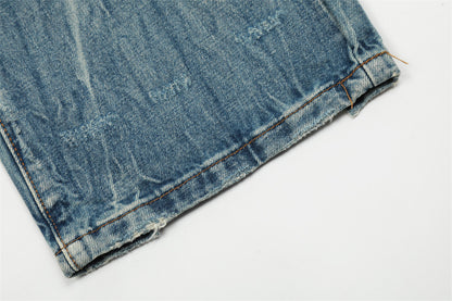 Ripped Gradient Micro-Flared Jeans PinkLimes Trending Streetwear