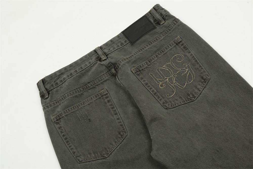Water Washed Old Wear Denim Straight Jeans PinkLimes Trending Streetwear