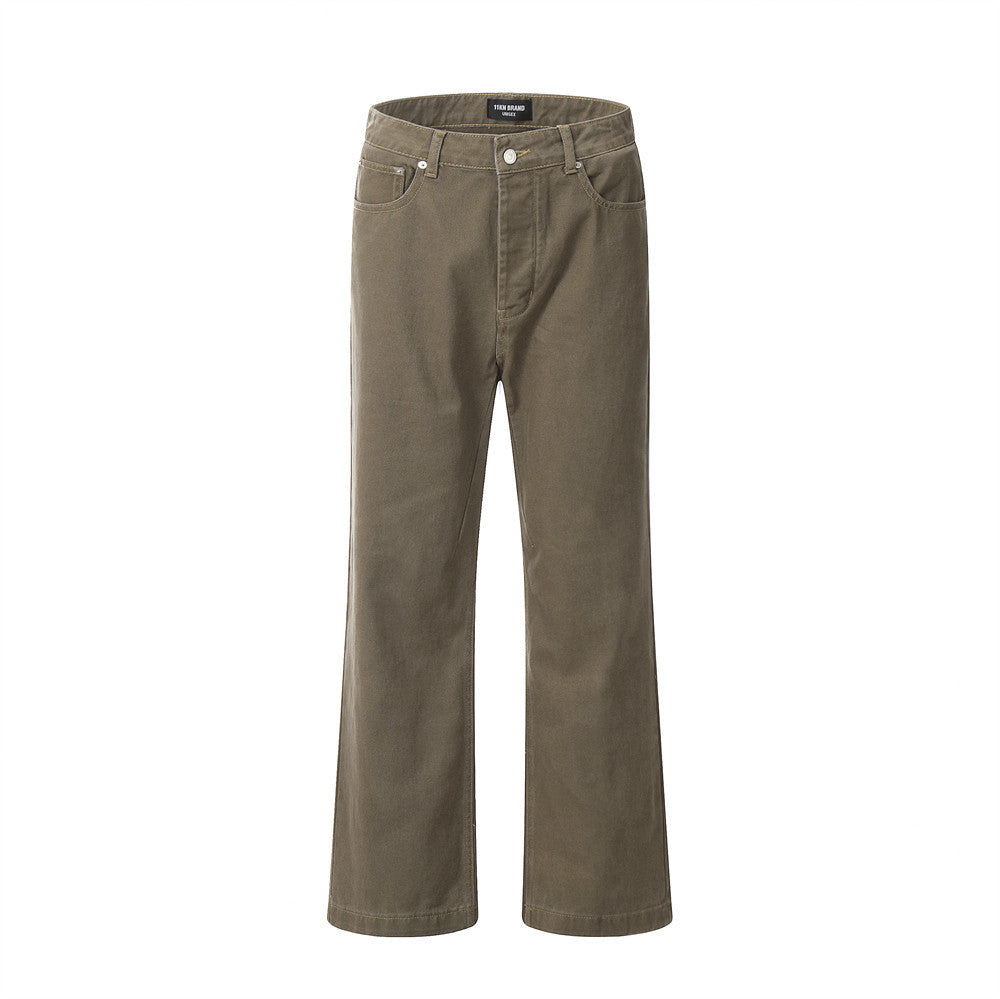 Retro Micro-Flared Wide-Leg Jeans Brown PinkLimes Trending Streetwear