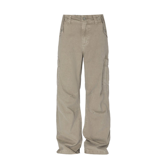 Washed Denim Wide Leg Jeans Khaki PinkLimes Trending Streetwear