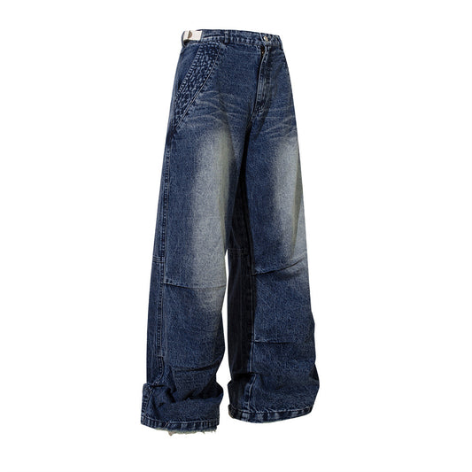 Washed Baggy Denim Jeans Blue PinkLimes Trending Streetwear