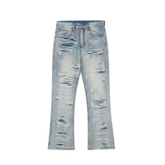 Ripped Wide-Leg Jeans Light Blue PinkLimes Trending Streetwear