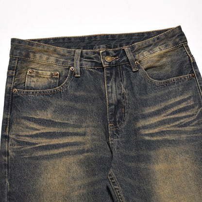 Yellow Washed Wide-Leg Straight Jeans PinkLimes Trending Streetwear