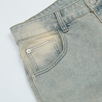 Washed Straight Jeans with Zipper Slit PinkLimes Trending Streetwear