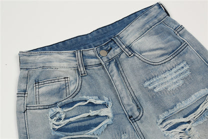 Ripped Wide-Leg Jeans PinkLimes Trending Streetwear