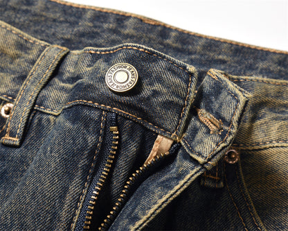 Yellow Washed Wide-Leg Straight Jeans PinkLimes Trending Streetwear