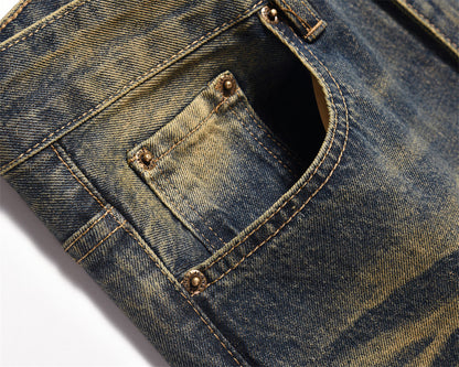 Yellow Washed Wide-Leg Straight Jeans PinkLimes Trending Streetwear
