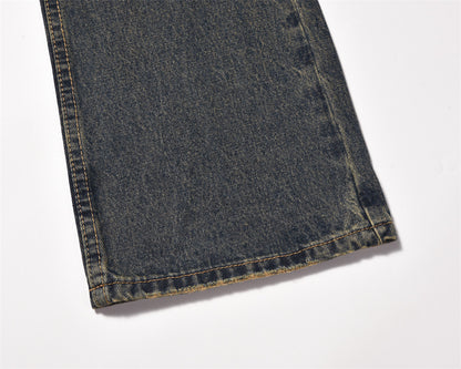 Yellow Washed Wide-Leg Straight Jeans PinkLimes Trending Streetwear