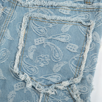 Jacquard Cashew Print Flared Jeans PinkLimes Trending Streetwear