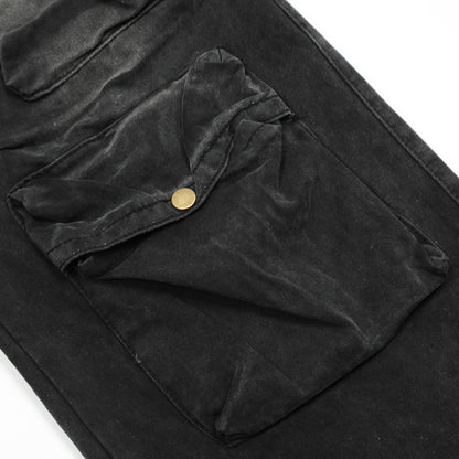 Multi-Pocket Crane Tactical Denim Pants PinkLimes Trending Streetwear
