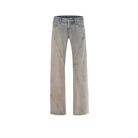 RO Style Mud Dye Spiral Straight Jeans Blue PinkLimes Trending Streetwear