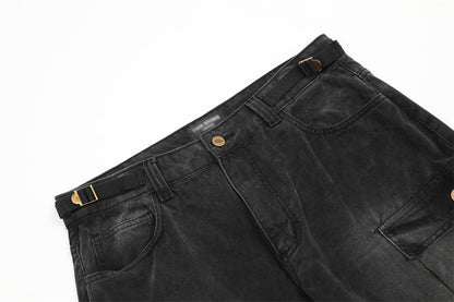 Multi-Pocket Crane Tactical Denim Pants PinkLimes Trending Streetwear