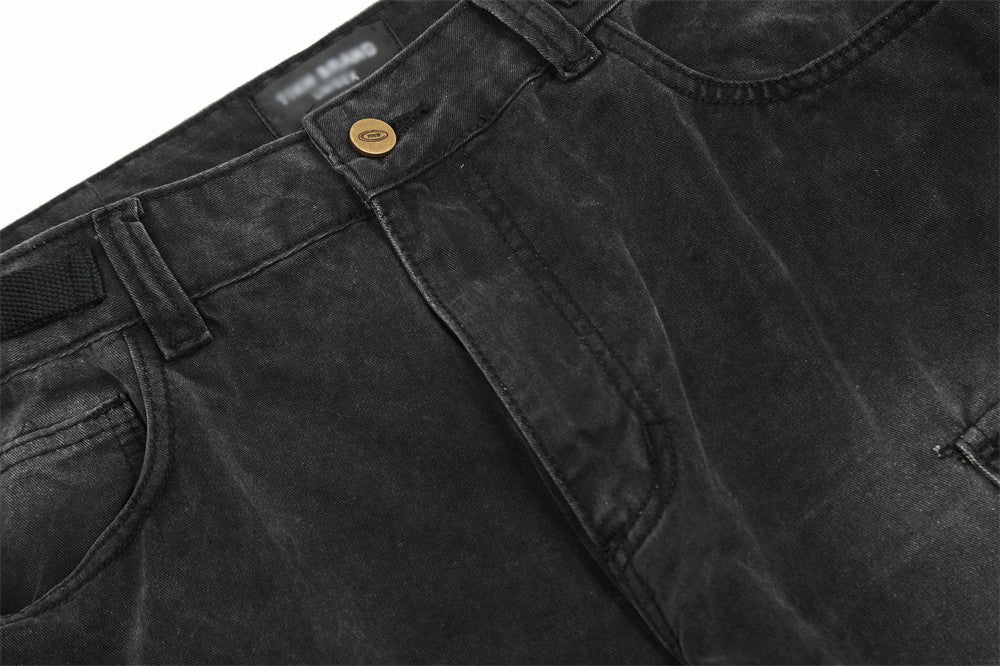 Multi-Pocket Crane Tactical Denim Pants PinkLimes Trending Streetwear