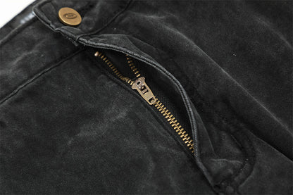 Multi-Pocket Crane Tactical Denim Pants PinkLimes Trending Streetwear