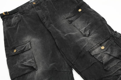 Multi-Pocket Crane Tactical Denim Pants PinkLimes Trending Streetwear