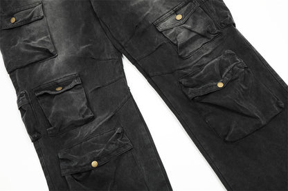 Multi-Pocket Crane Tactical Denim Pants PinkLimes Trending Streetwear