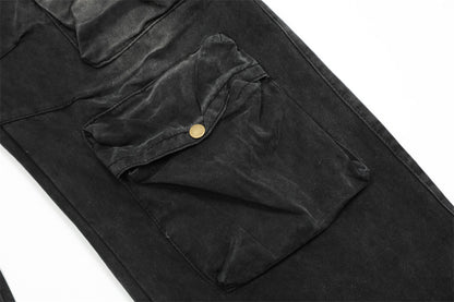 Multi-Pocket Crane Tactical Denim Pants PinkLimes Trending Streetwear