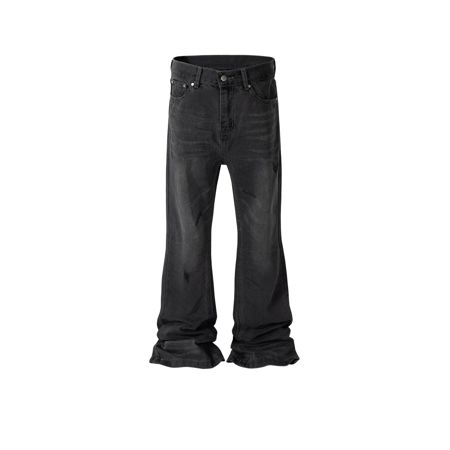 Crumpled Micro-Flare Jeans Black PinkLimes Trending Streetwear