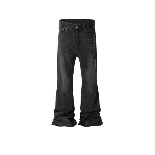 Crumpled Micro-Flare Jeans Black PinkLimes Trending Streetwear