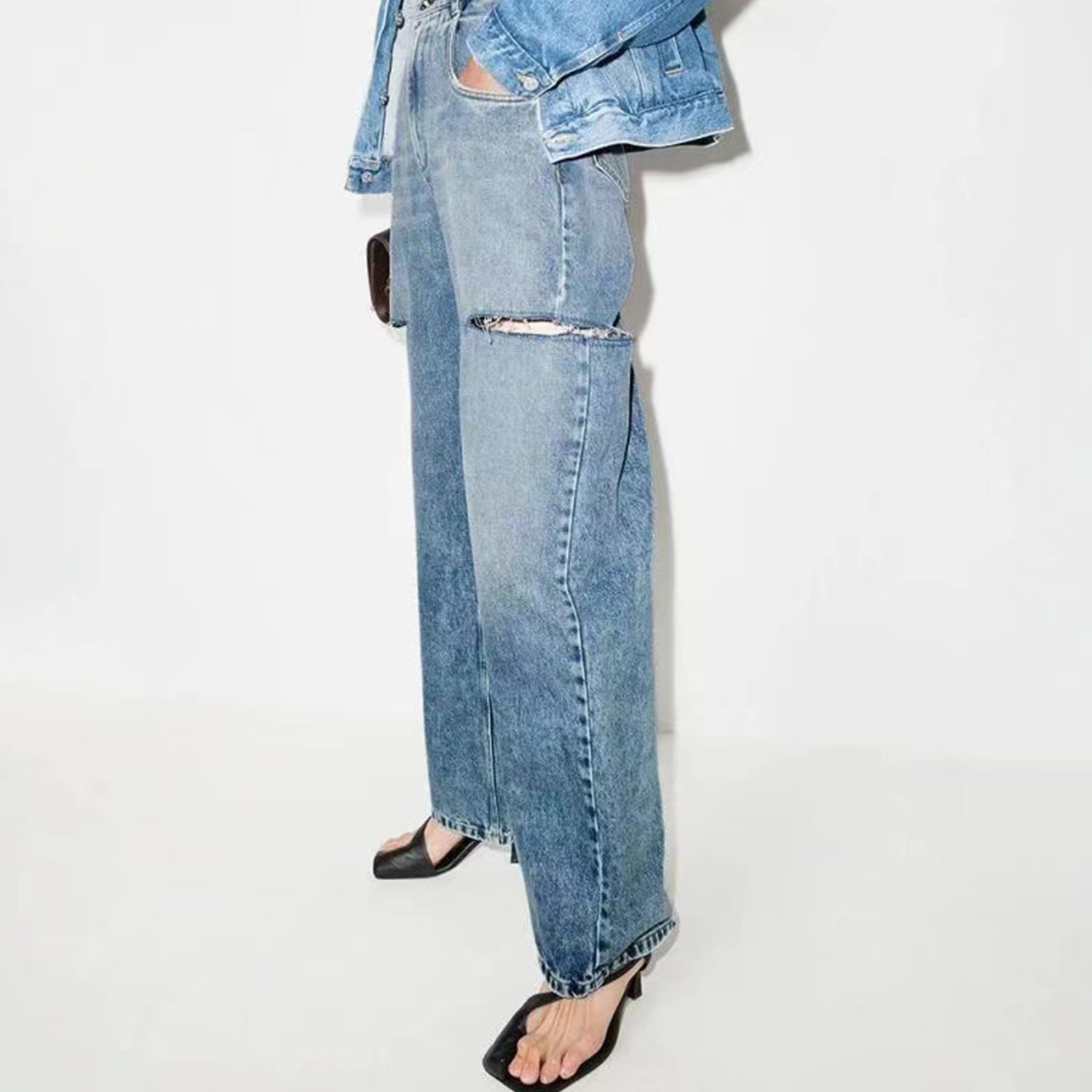 Side Ripped Loose Jeans PinkLimes Trending Streetwear