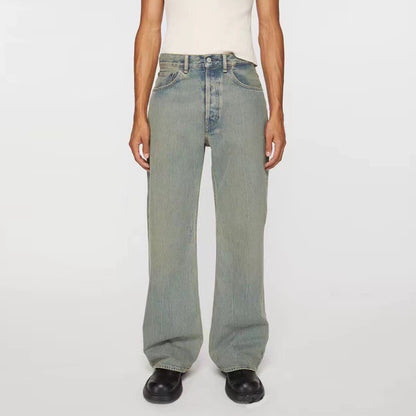 Neutral Washed Faded Straight Denim Pants PinkLimes Trending Streetwear