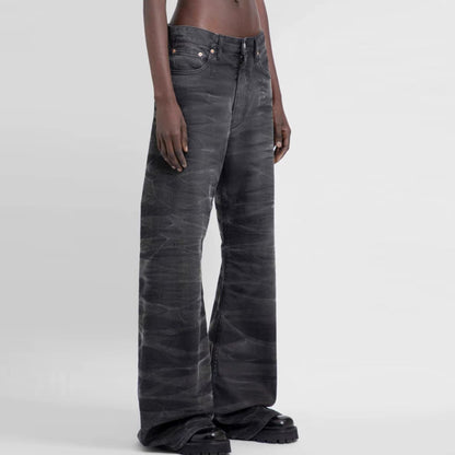 Washed Textured Water‑Corrugated Jeans PinkLimes Trending Streetwear