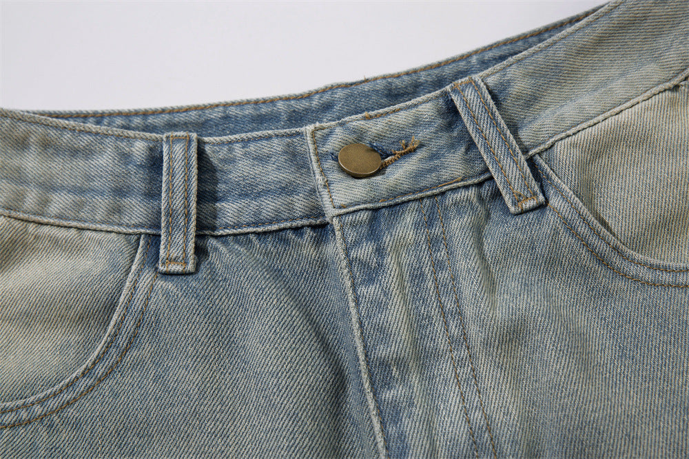 Water Gradient Denim Straight Leg Jeans PinkLimes Trending Streetwear