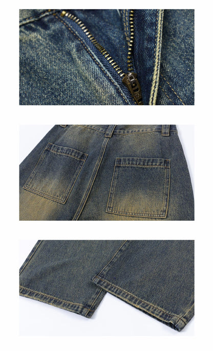 Retro Blue Washed Loose Jeans PinkLimes Trending Streetwear