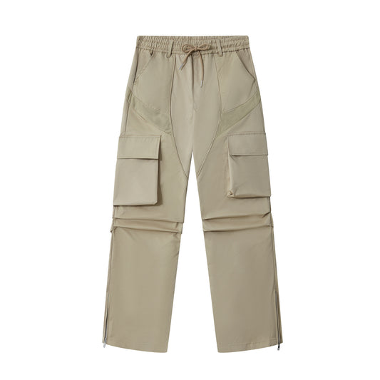 MADEEXTREME Pleated Pocket Cargo Pants Khaki PinkLimes Trending Streetwear