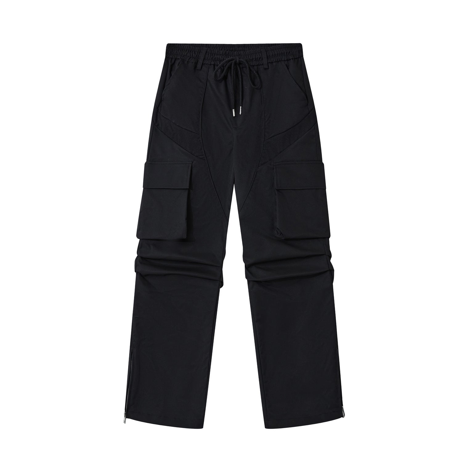 MADEEXTREME Pleated Pocket Cargo Pants Black PinkLimes Trending Streetwear